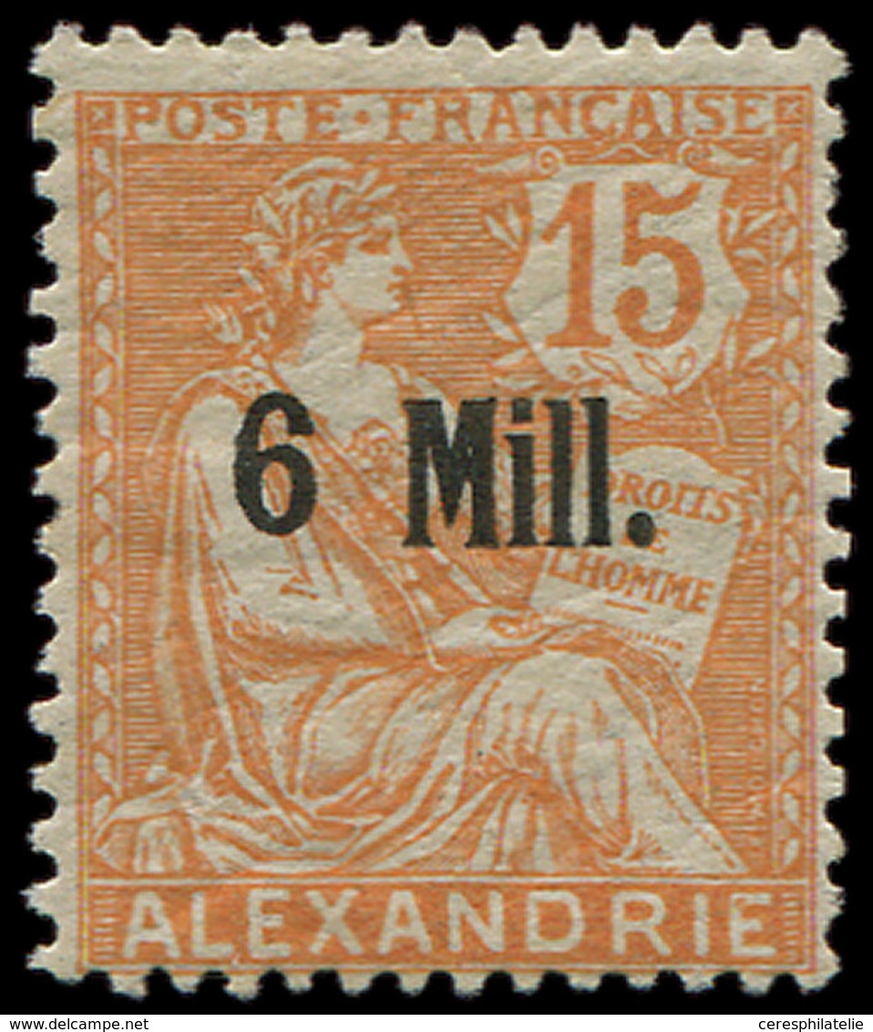 * ALEXANDRIE 40a : 6m. Sur 15c. Orange, T II, TB - Other & Unclassified