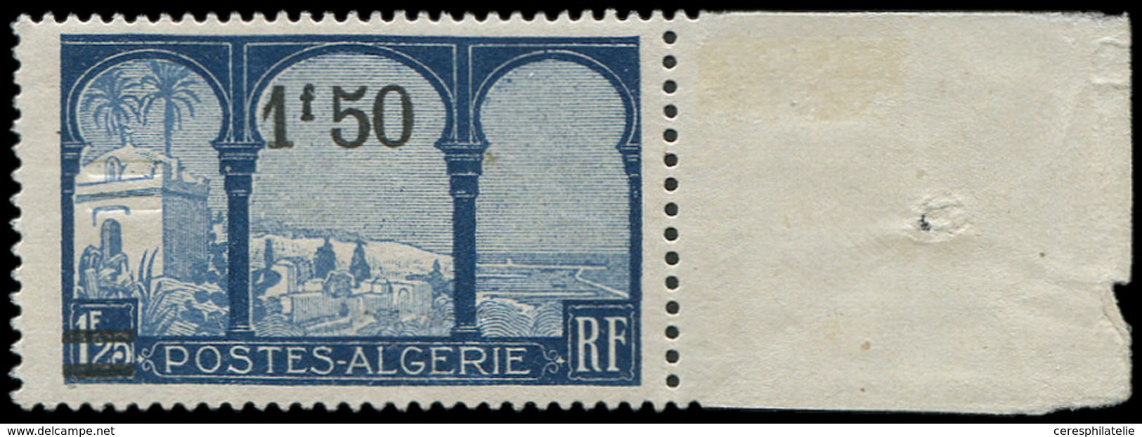 ** ALGERIE 77 : 1f50 Sur 1f25 Bleu, DOUBLE Surcharge Dont Une à Sec, R Et TB. Br - Other & Unclassified