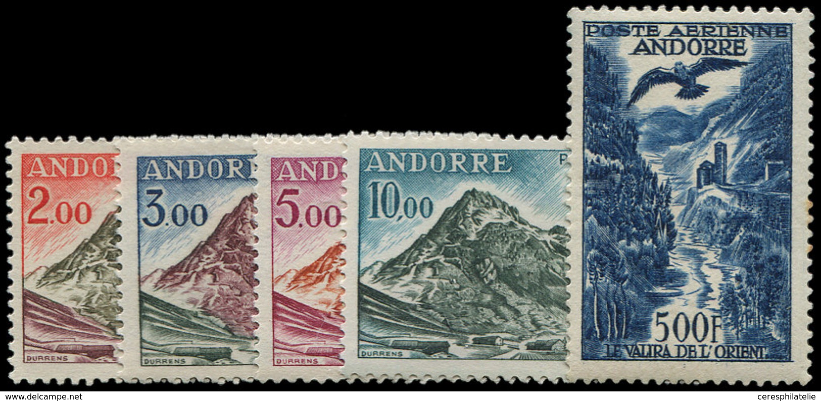 ** ANDORRE PA 4 : 500f. Bleu Noir Et PA 5/8, TB - Airmail