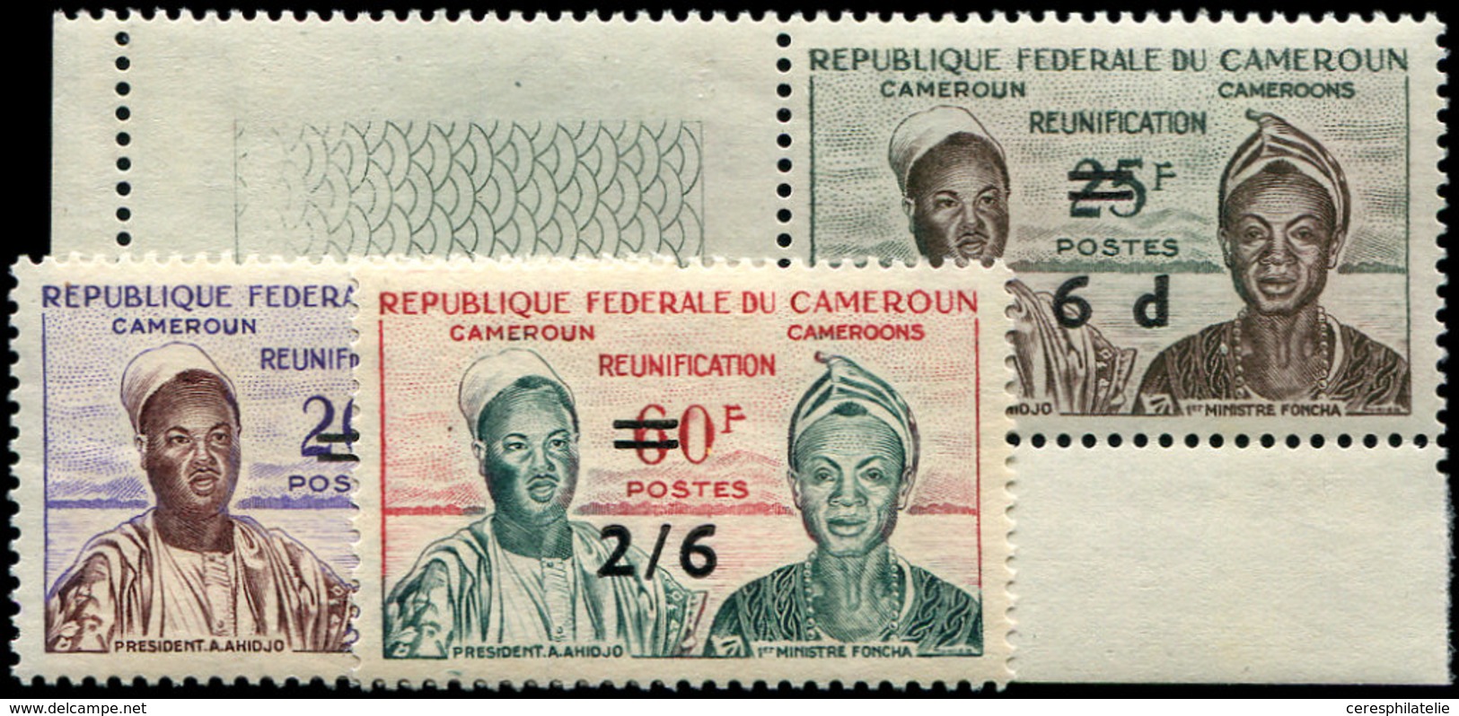 ** CAMEROUN 332/34 : Réunification Surchargés, N°332 Et 334 Inf. Rouss., TB - Other & Unclassified