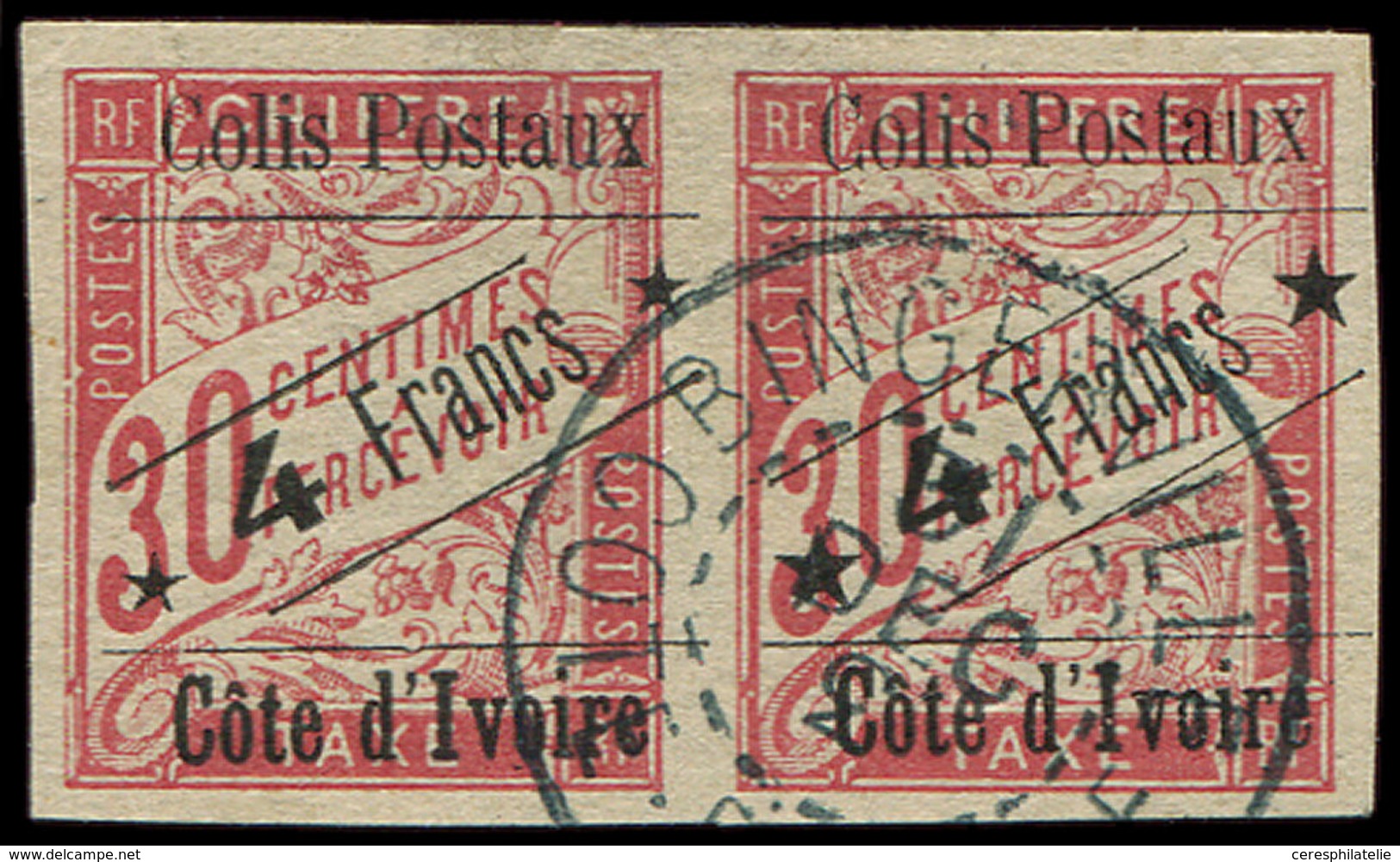 COTE D'IVOIRE Colis Px 10 Et 10a, 4f. S. 30c. Carmin, Petites Et Grandes étoiles Se Tenant, Obl., TTB - Autres & Non Classés