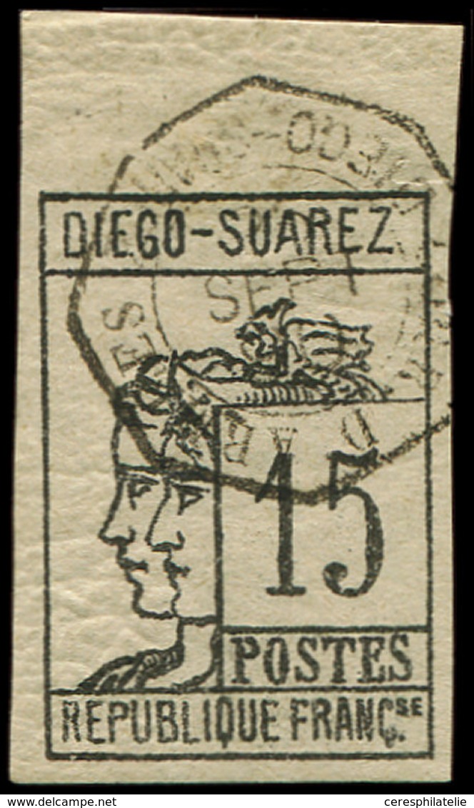 DIEGO SUAREZ 8 : 15c. Gris-noir Litho, Bdf, Obl., TB/TTB - Otros & Sin Clasificación