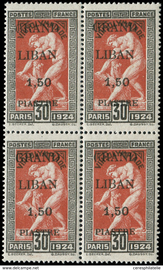 ** GRAND LIBAN 20 : 1,50pi. Sur 30c., BLOC De 4, 2 Ex. G Maigre, TB - Other & Unclassified