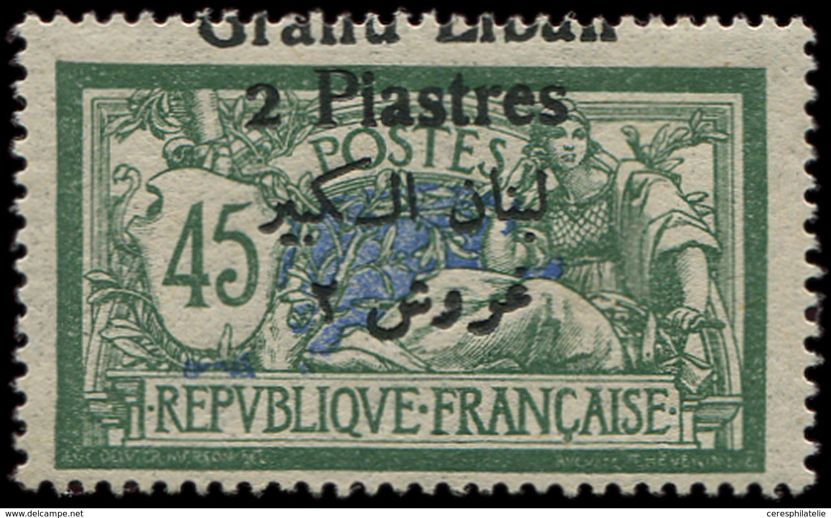 * GRAND LIBAN 32 : 2pi. S. 45c. Vert Et Bleu, Surch. A CHEVAL, TB. S - Other & Unclassified