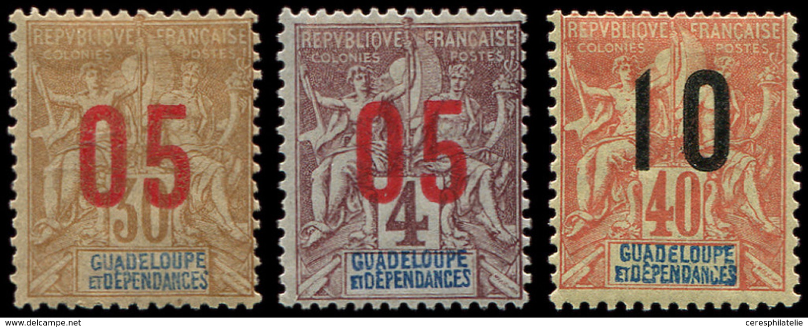 * GUADELOUPE 72A/74A : Chiffres Espacés, TB - Other & Unclassified