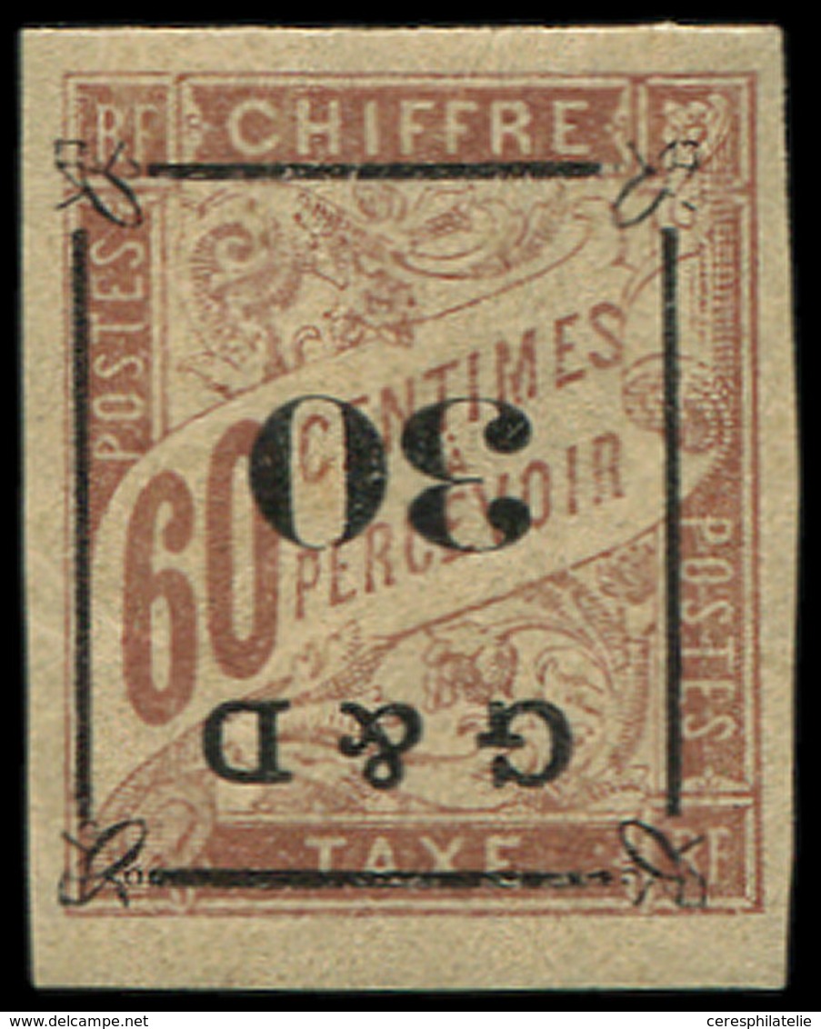 * GUADELOUPE Taxe 13b : 30 Sur 60c. Brun S. Chamois, Surch. A RENVERSEE, TB - Autres & Non Classés