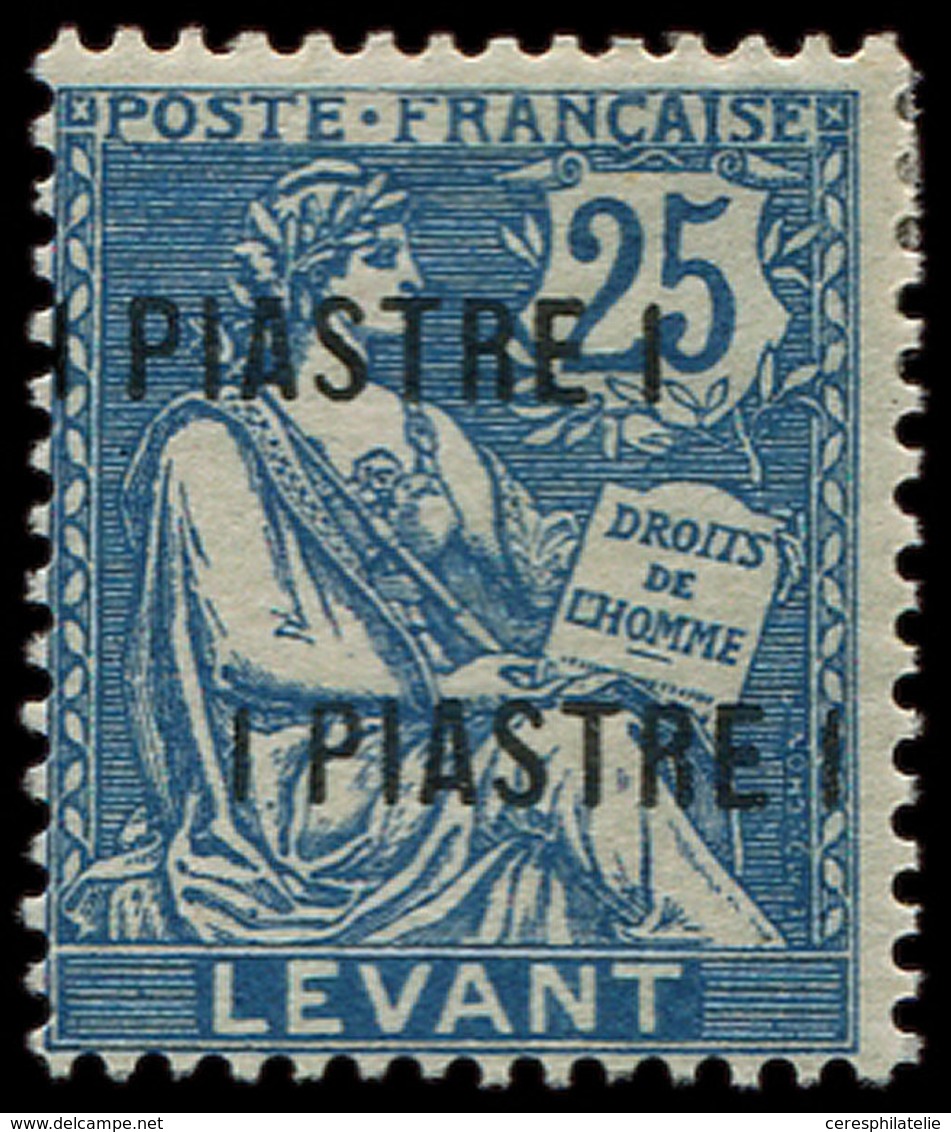 * LEVANT 17a : 1pi. Sur 25c. Bleu, DOUBLE Surch., TB - Other & Unclassified