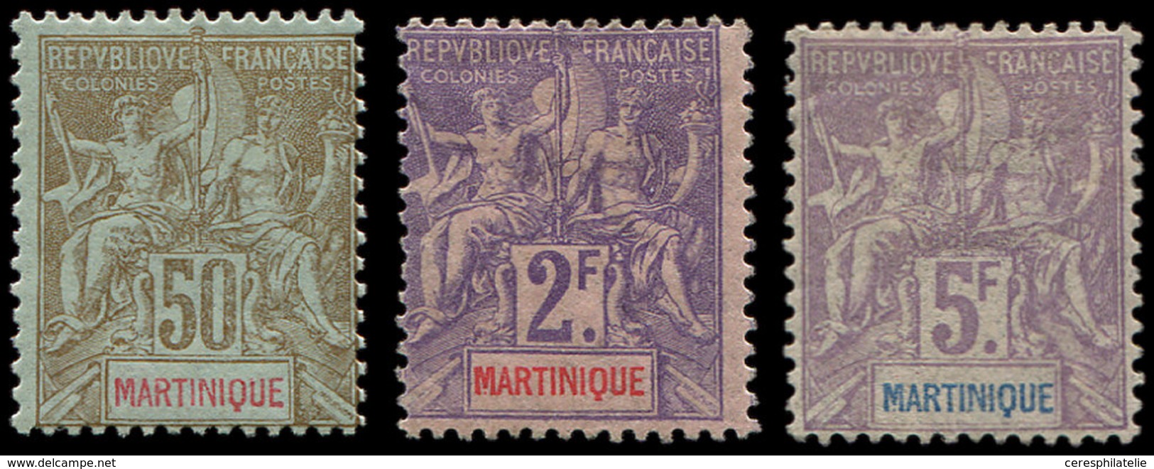 * MARTINIQUE 49/51 : 50c., 2f. Et 5f., Groupe, TB - Otros & Sin Clasificación