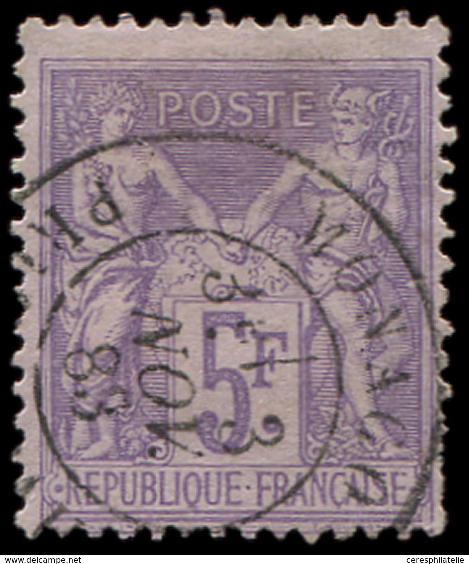 MONACO France N°95 : 5f. Obl. T18 MONACO 3/11/83, TB, Cote Cérès - ...-1885 Precursores
