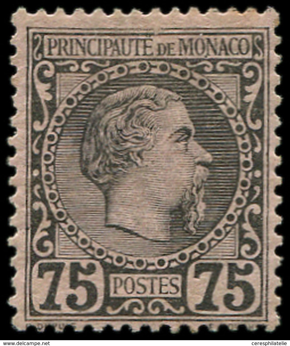 * MONACO 8 : 75c. Noir Sur Rose, Charles III, Gomme Coulée, B/TB - ...-1885 Precursores