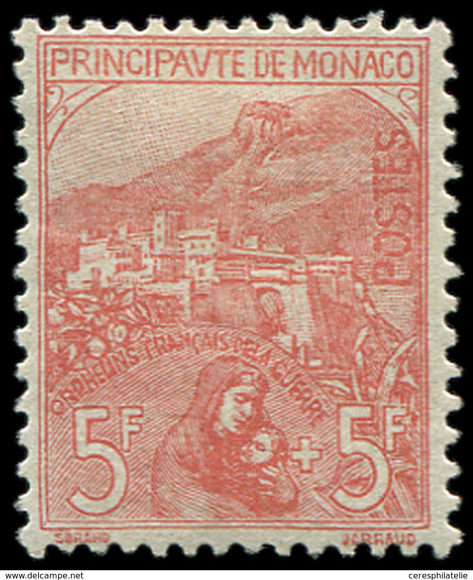 * MONACO 33 : 5f. + 5f. Rose Sur Verdâtre, Forte Ch, Sinon TB - ...-1885 Prephilately