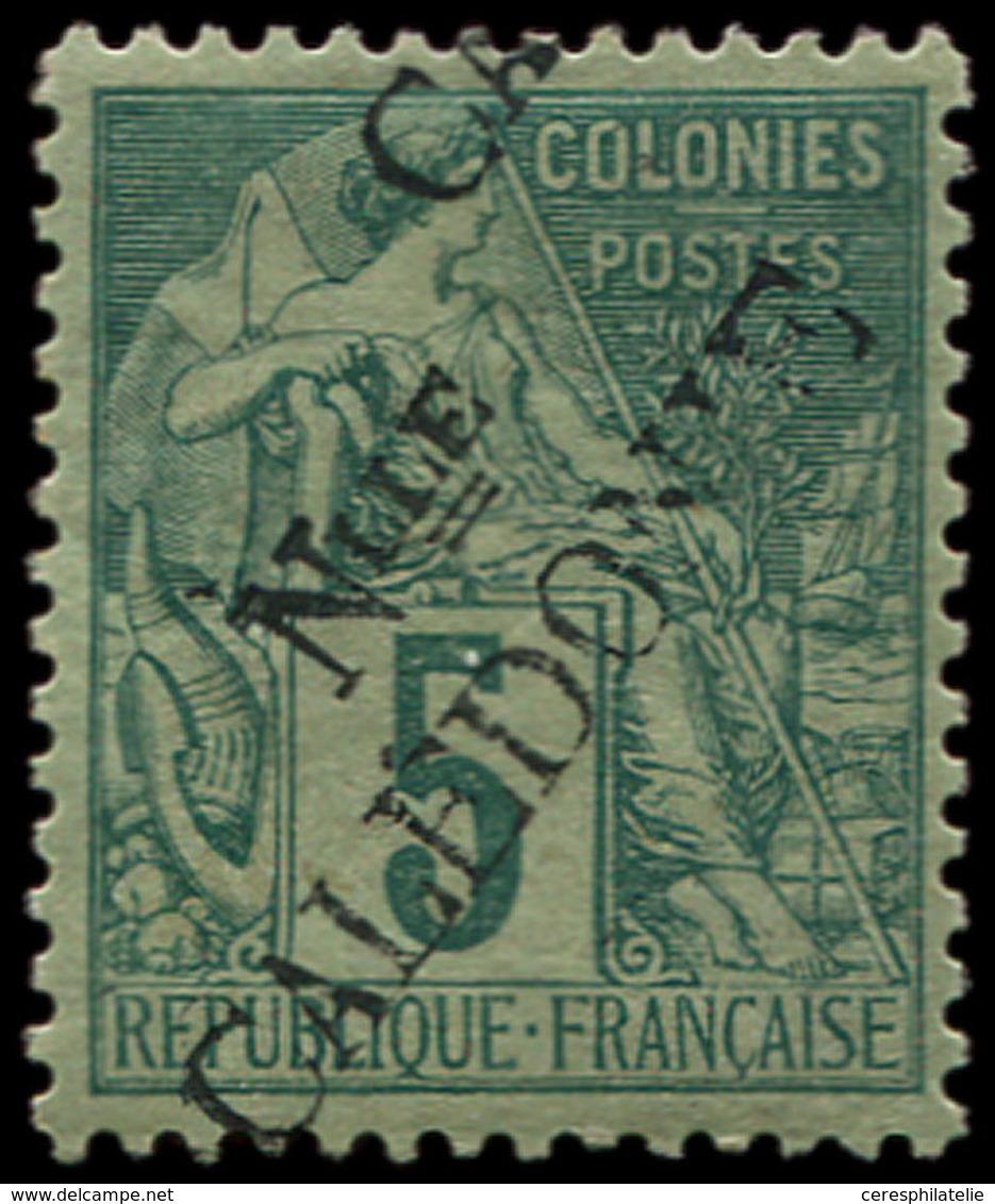 * NOUVELLE CALEDONIE 24 : 5c. Vert, Surch. Partiellement DOUBLEE, Non Signalé, TB - Used Stamps