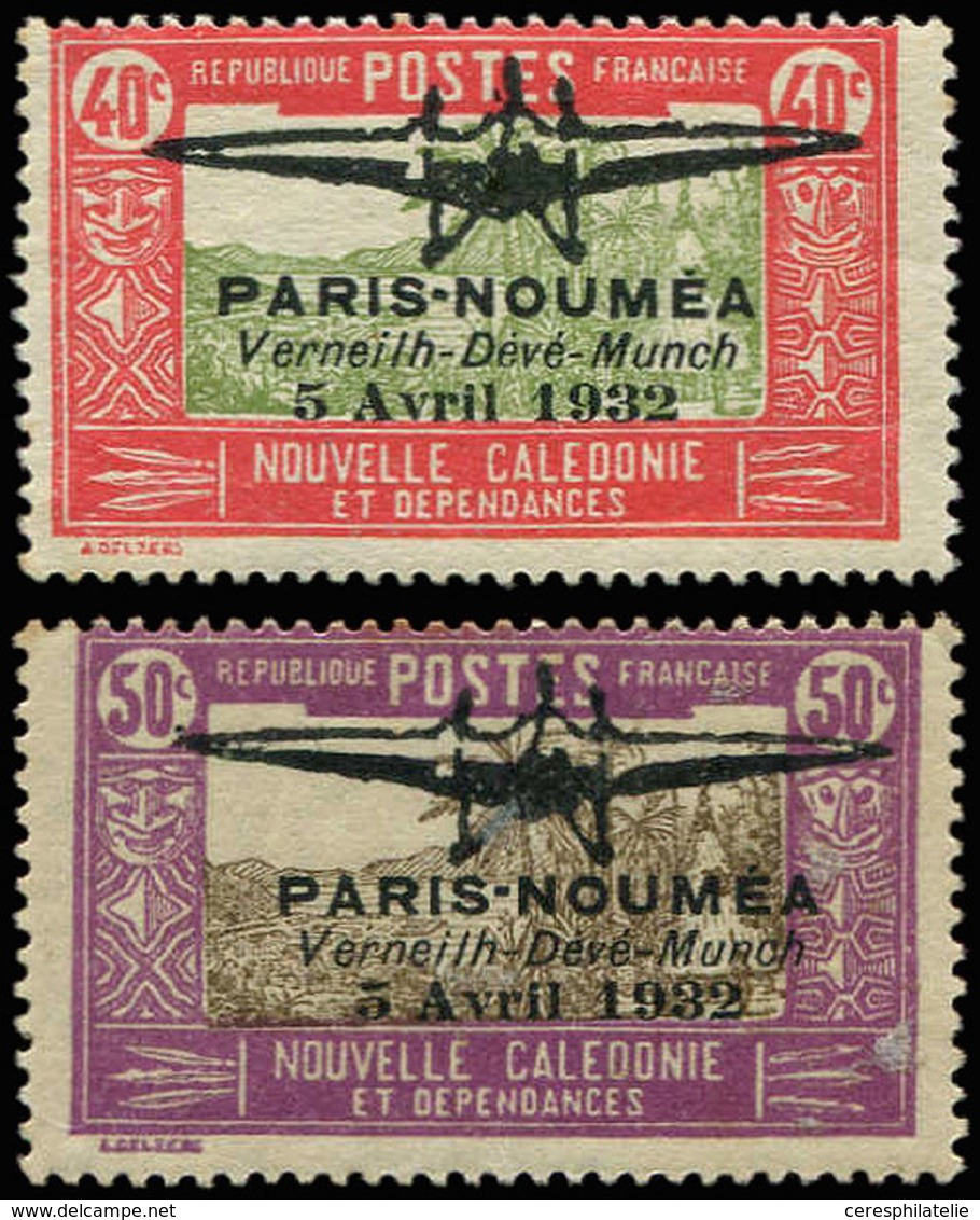 * NOUVELLE CALEDONIE PA 1/2 : Paris-Nouméa 1932, Rousseurs, Gomme Tropicale, B/TB - Neufs