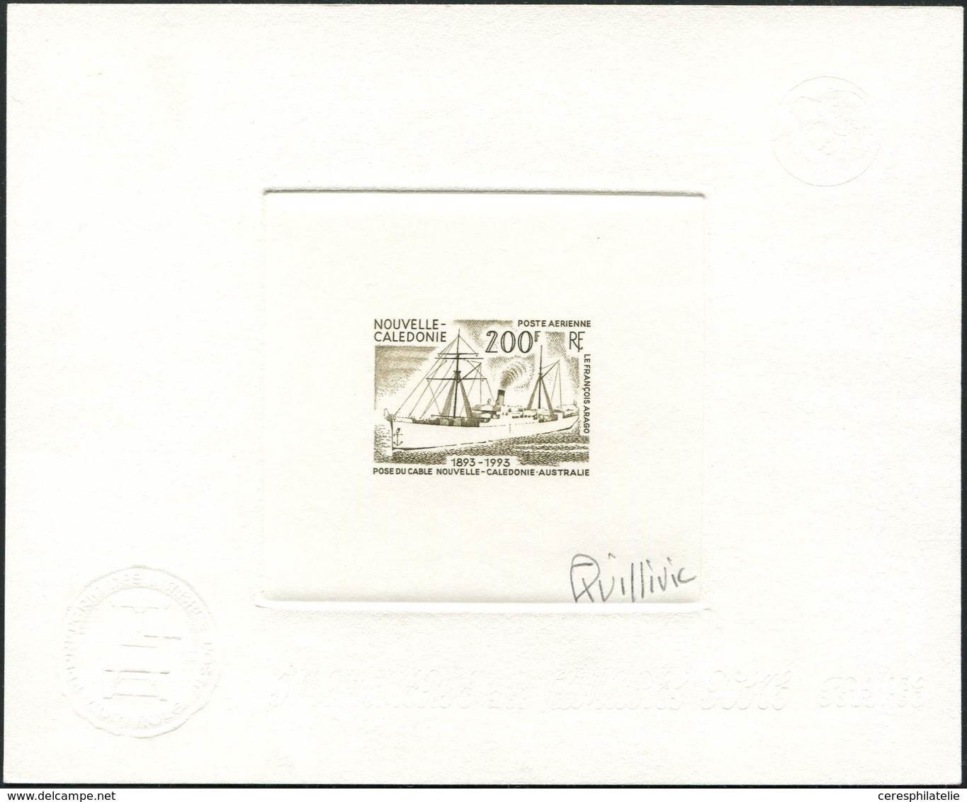 NOUVELLE CALEDONIE PA 306 : Nouvelle-Calédonie-Australie, 200f., épreuve D'artiste Olive, Signée, TB - Neufs