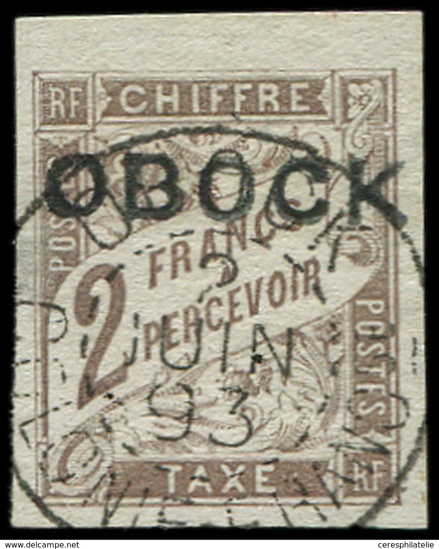 OBOCK Taxe 17 : 2f. Marron, Obl., Petit Bdf, Couleur Défraîchie Sinon TB - Other & Unclassified