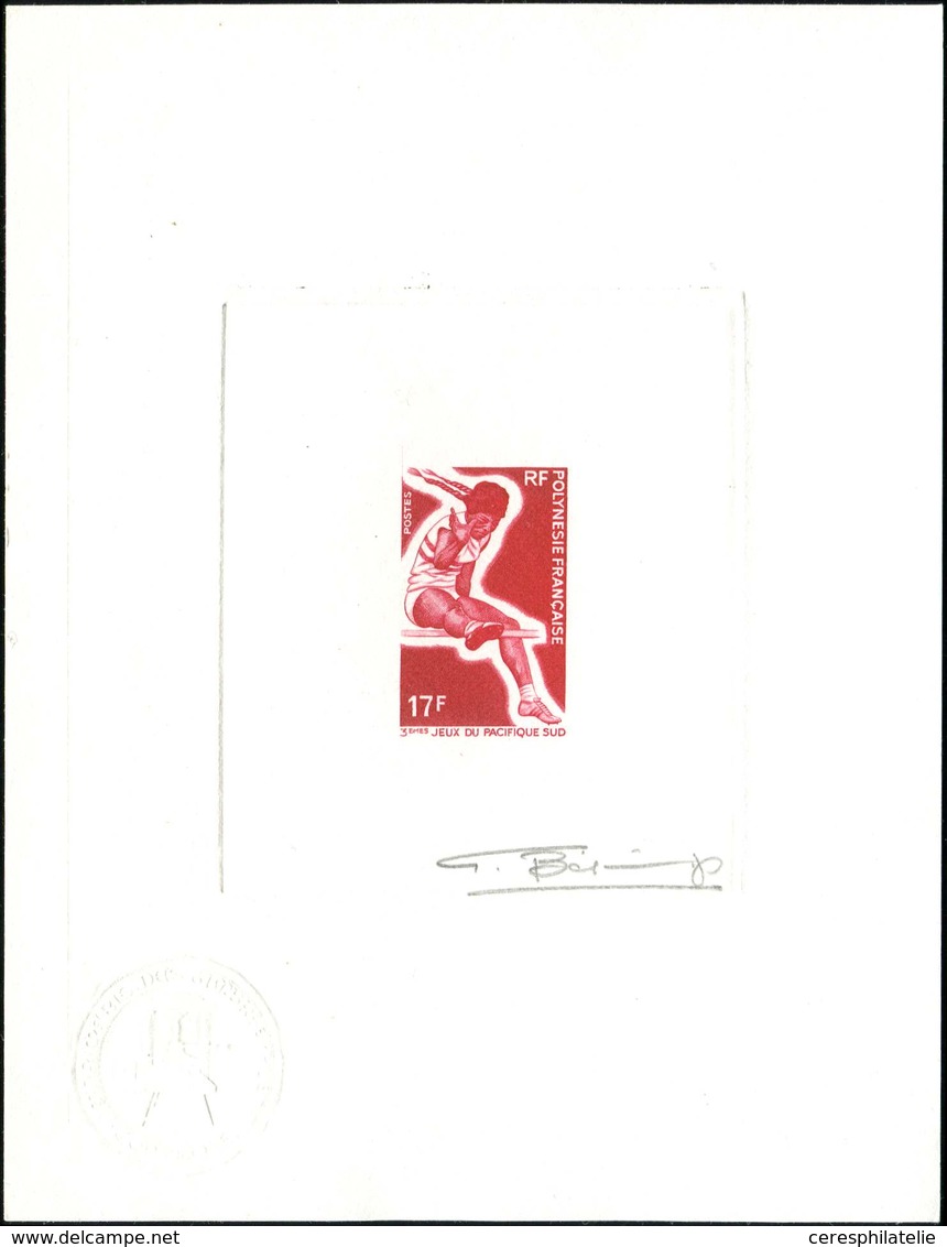 POLYNESIE FRANCAISE 67 : 17f. Sport, épreuve D'artiste En Rouge Carminé Signée, TB - Unused Stamps