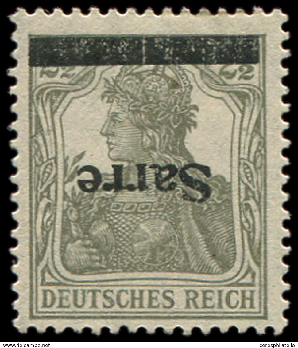 * SARRE 2a : 2 1/2p. Gris Olive, Surcharge RENVERSEE, TB. C - Unused Stamps