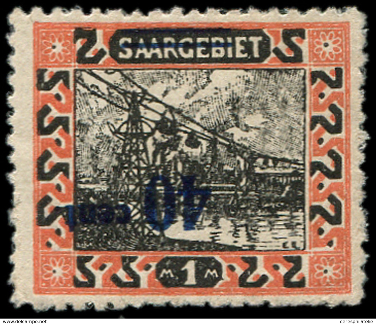 * SARRE 76 : 40c. Sur 1m. Rouge, Surcharge RENVERSEE, TB - Unused Stamps