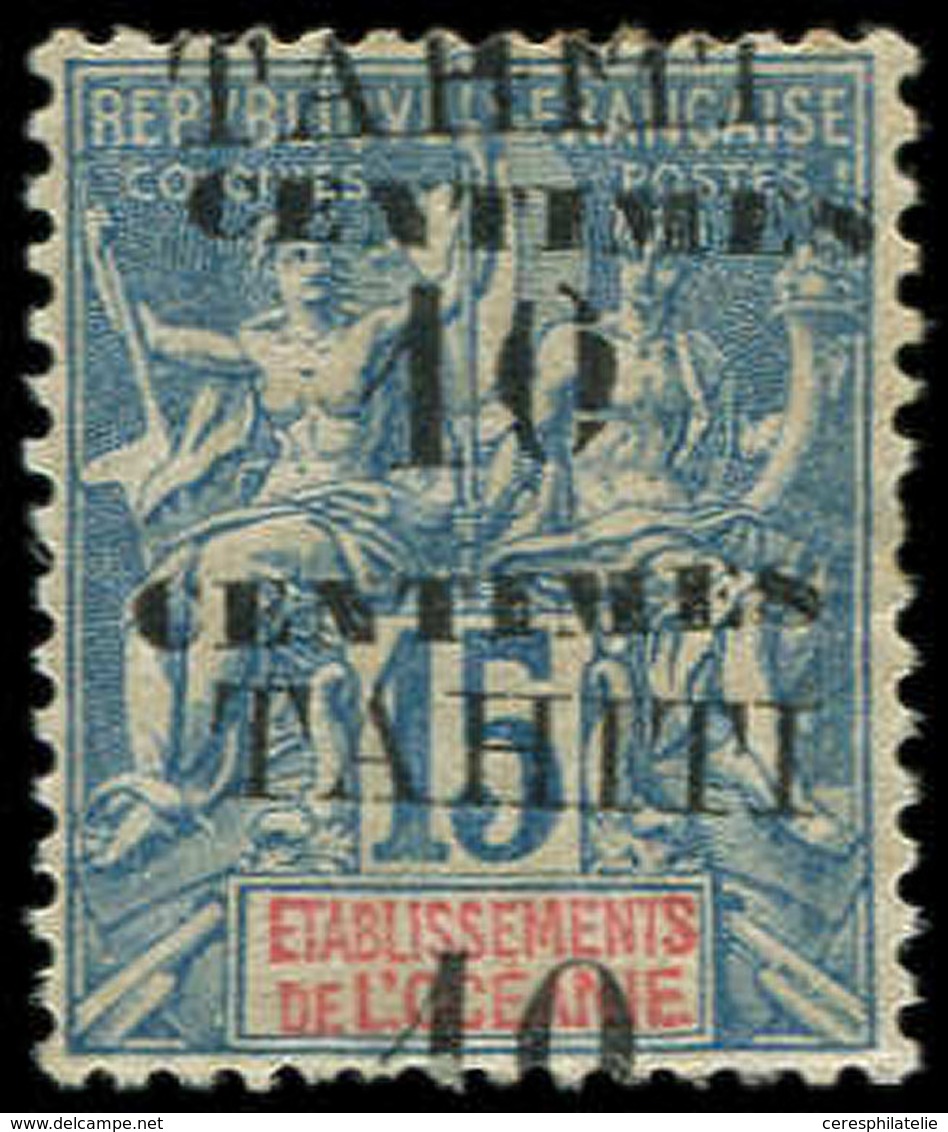 * TAHITI 33b : 10c. Sur 15c. Bleu, DOUBLE Surcharge, TB - Other & Unclassified