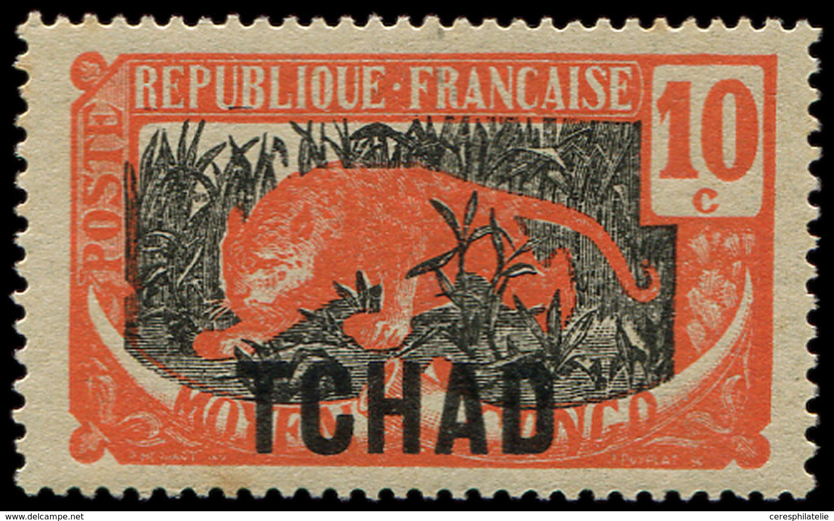 * TCHAD 37a : 10c. Orange Et Gris, SANS La Surcharge A.E.F., Rouss., B/TB - Autres & Non Classés