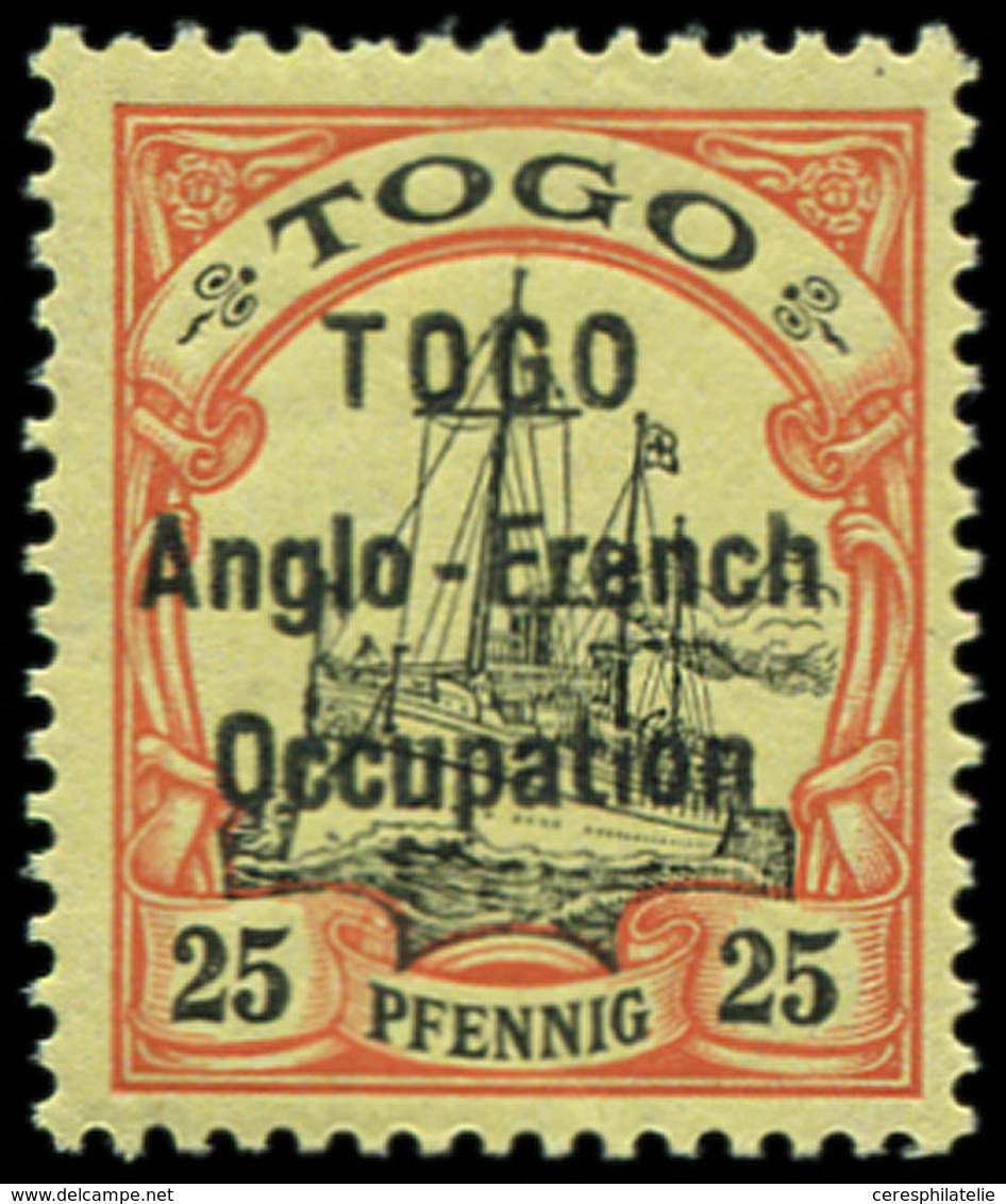 ** TOGO 36 : 25pf. Rouge S. Jaune, Surch. T I, TB - Other & Unclassified