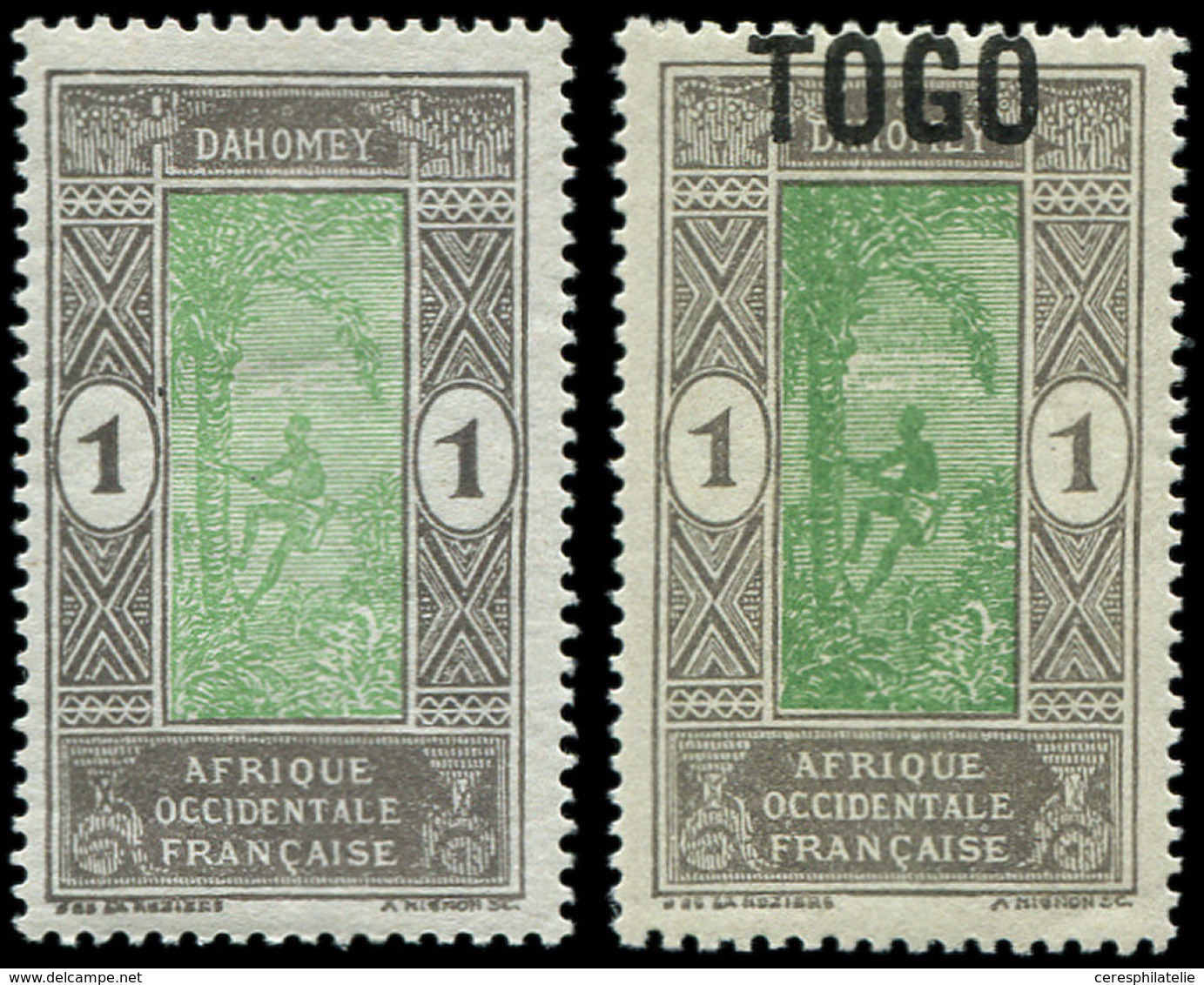 * TOGO 101a : 1c. Gris Et Vert-jaune, SANS Surcharge, Et ** Surch. TRES Déplacée, TB - Otros & Sin Clasificación