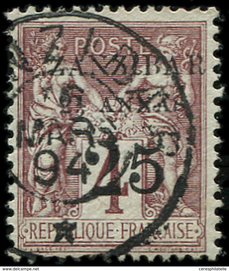 ZANZIBAR 14 : 2 1/2a. Et 25 Sur 4c. Lilas-brun Sur Gris, Oblitéré, TB - Unused Stamps