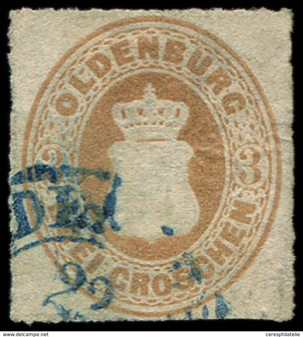 (*) ALLEMAGNE (ANCIENS ETATS) OLDENBOURG 19 : 3g. Bistre, Obl., Percé En Lignes, TB - Oldenburg