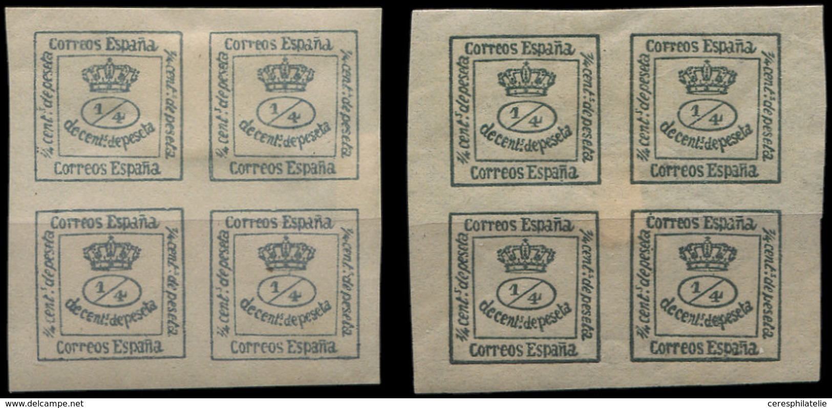 * ESPAGNE 140 Et 140a : 1/4c. Vert-jaune Et Vert Foncé, TB - Used Stamps