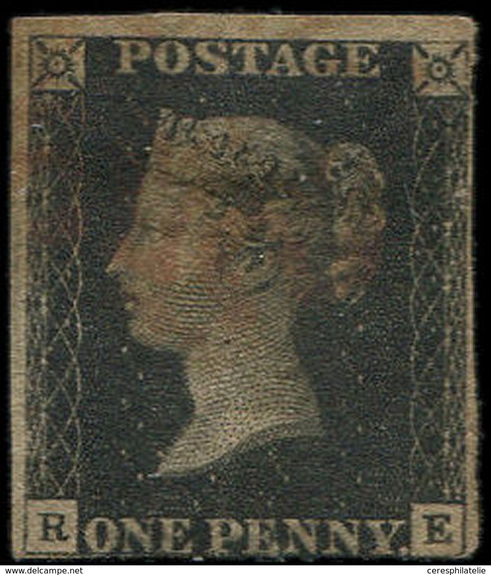 GRANDE BRETAGNE 1 : 1p. Noir, Petit Pelurage, Belle Présentation, TB - Used Stamps