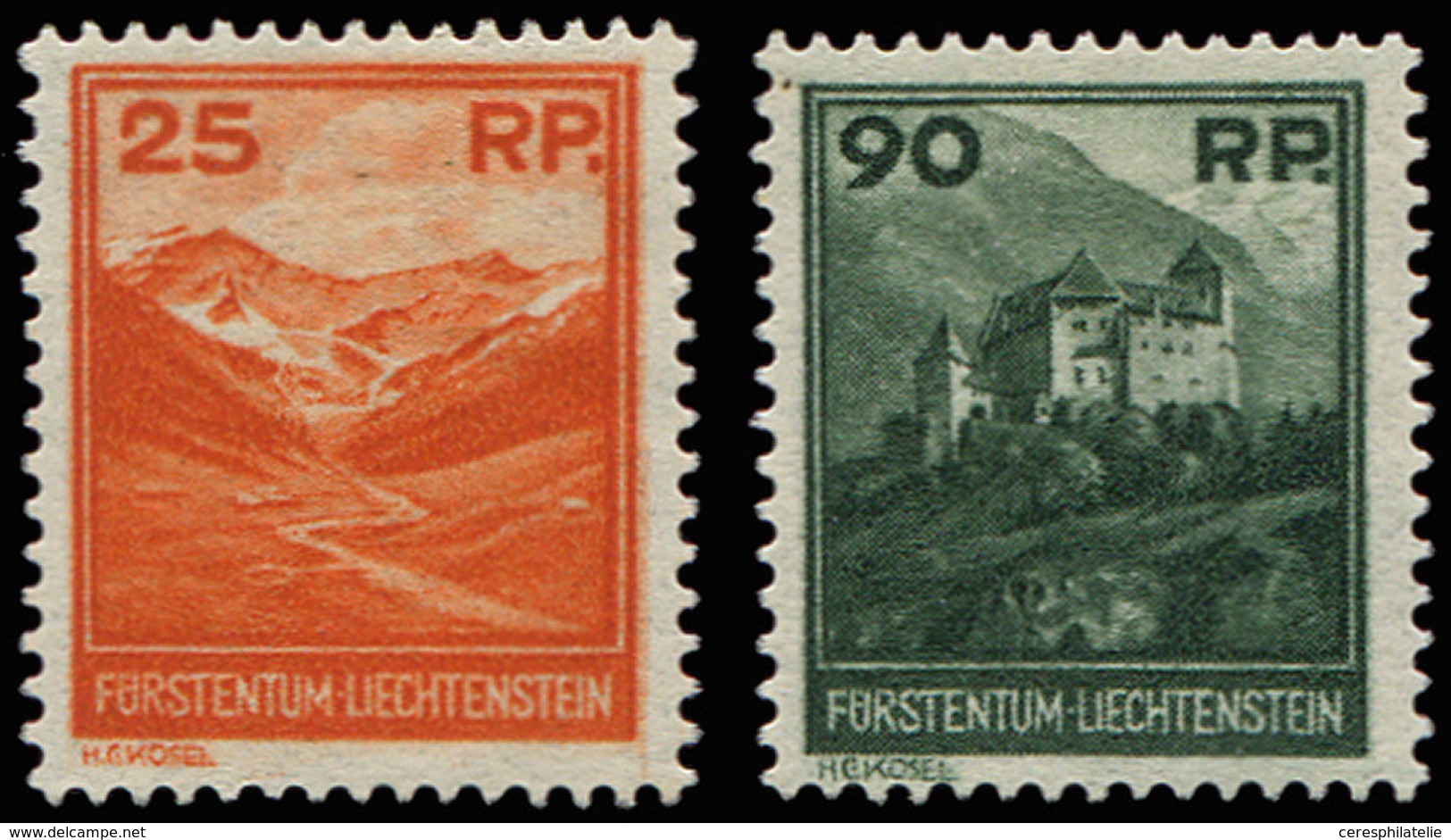 * LIECHTENSTEIN 111/12 : 25r. Et 90r. De 1933, TB - Neufs