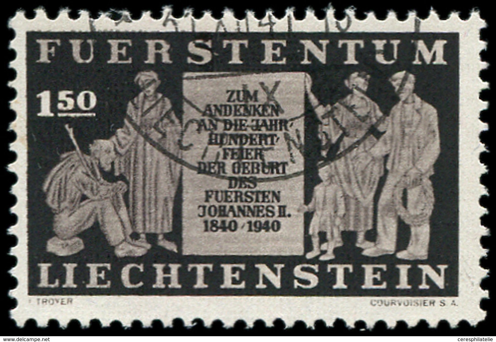 LIECHTENSTEIN 165 : 1f50 Brun-noir, Obl., TB - Unused Stamps
