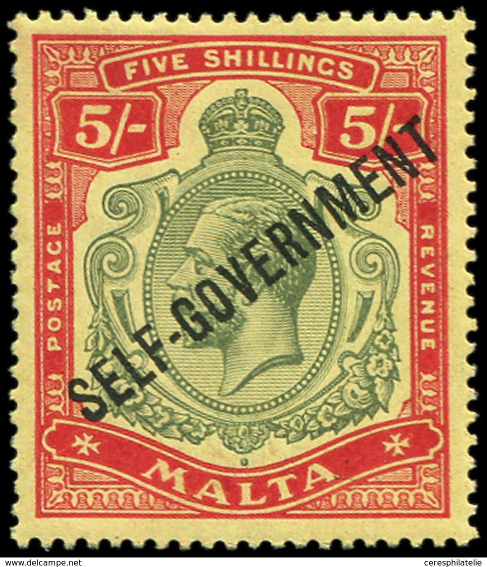 ** MALTE 80 : 5s. Rouge Et Vert Sur Jaune, TB - Malta (...-1964)