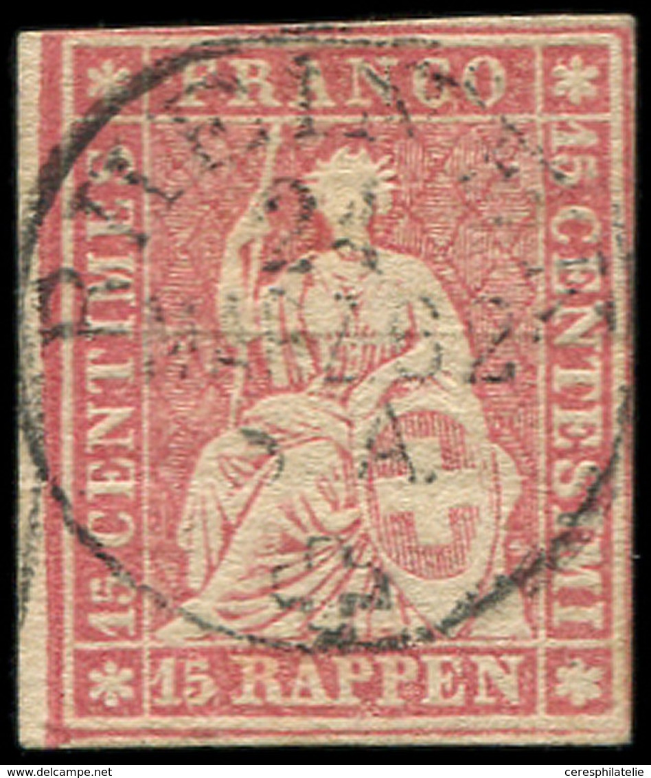 SUISSE 28 : 40r. Vert, Obl., TB - 1843-1852 Federal & Cantonal Stamps