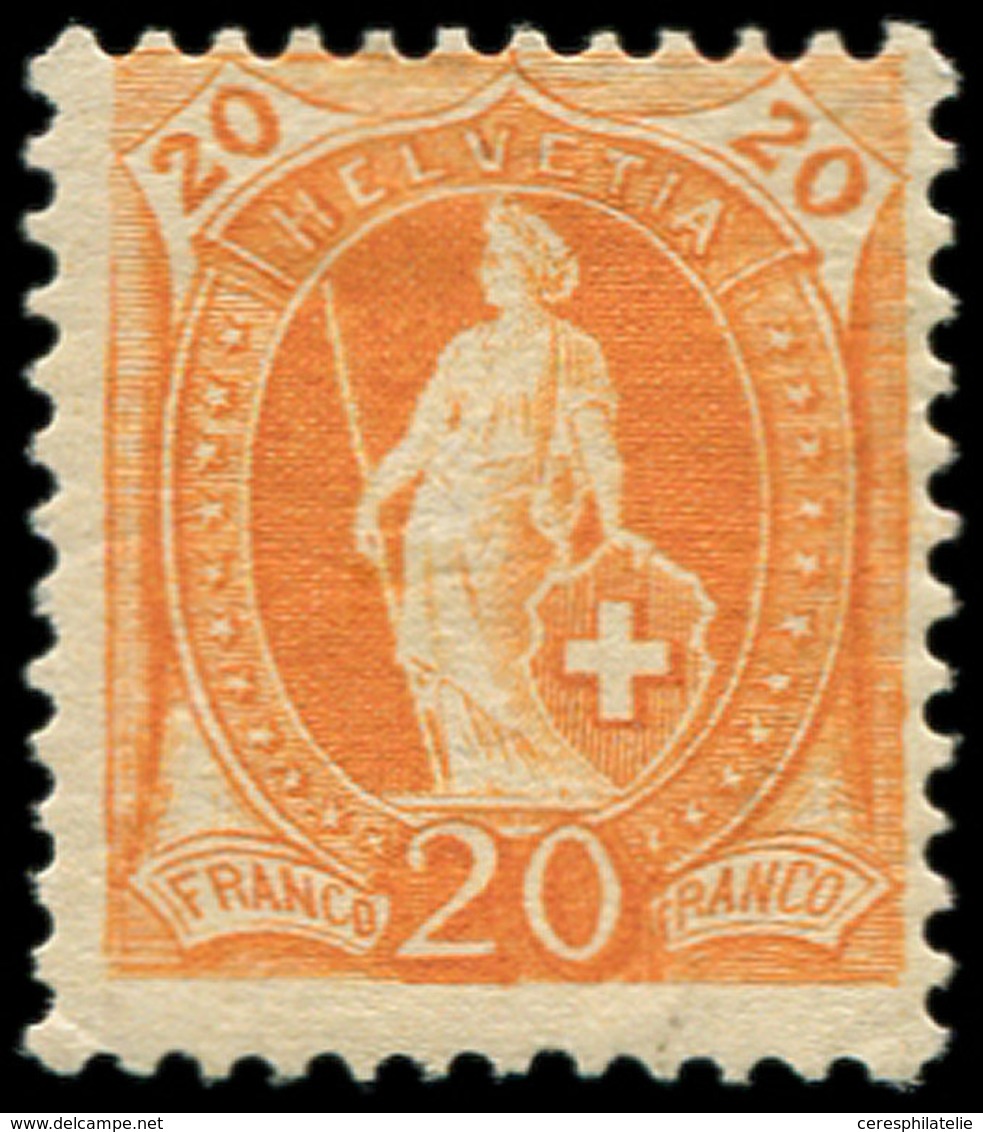 * SUISSE 71 : 20c. Orange, TB - 1843-1852 Federal & Cantonal Stamps