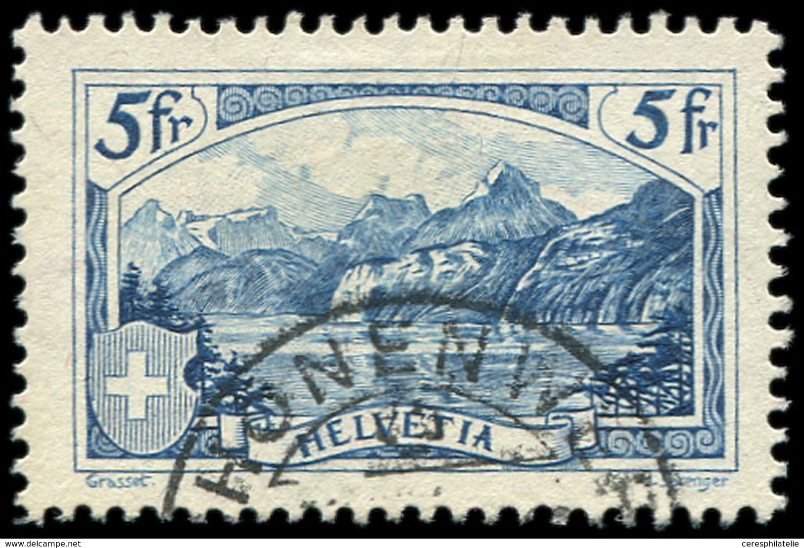 SUISSE 230 : 5f. Bleu, Obl. TB - 1843-1852 Federal & Cantonal Stamps