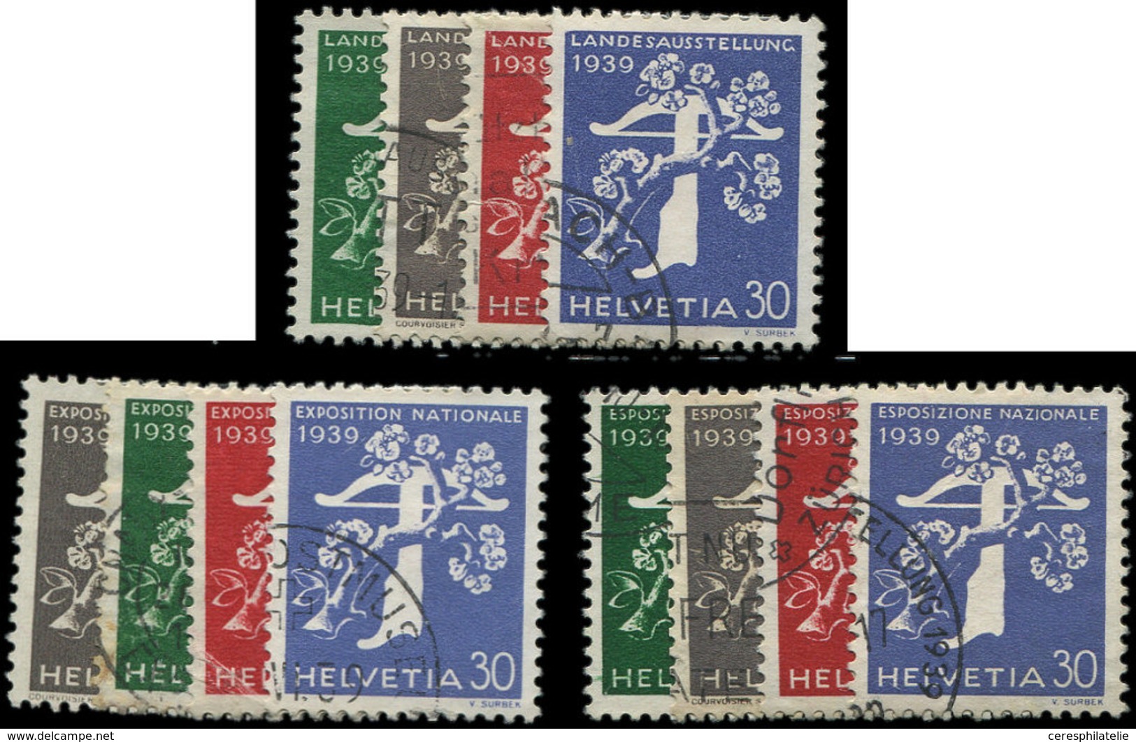 SUISSE 349/53 : Expo De Zurich, La Série Obl., TB - 1843-1852 Federal & Cantonal Stamps