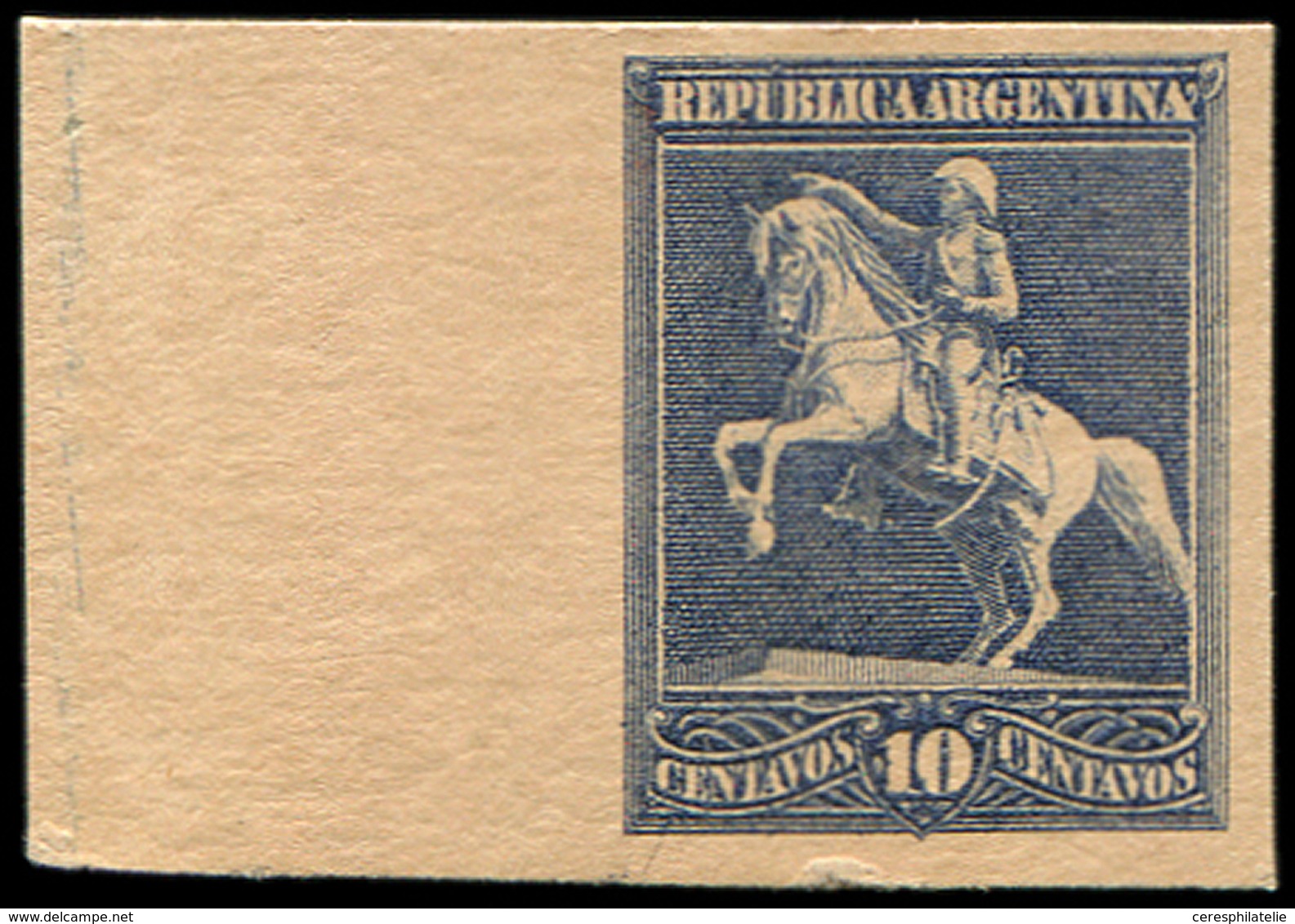 (*) ARGENTINE 10c. Bleu-gris, Essai NON EMIS Bdf Sur Papier Carton, TB - Autres & Non Classés