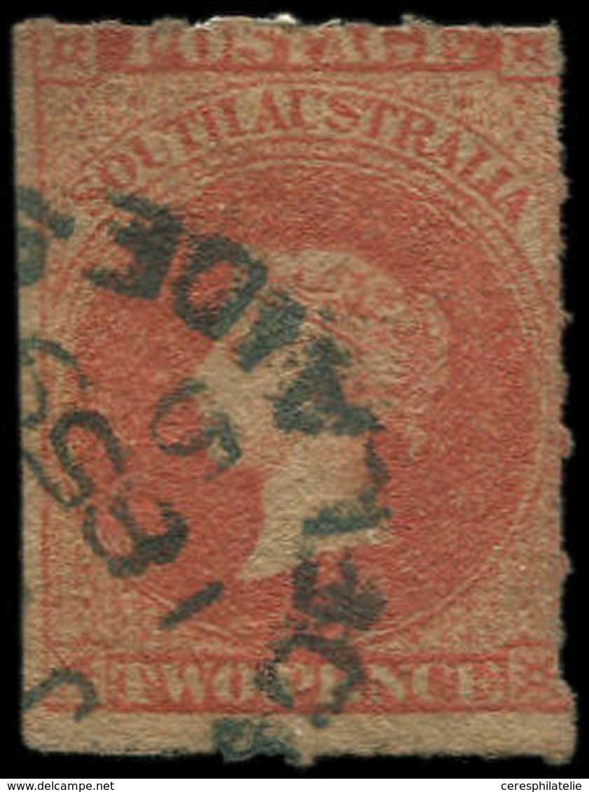 AUSTRALIE DU SUD 2 : 2p. Rouge Carminé, Obl., Percé En Lignes, TB - Used Stamps