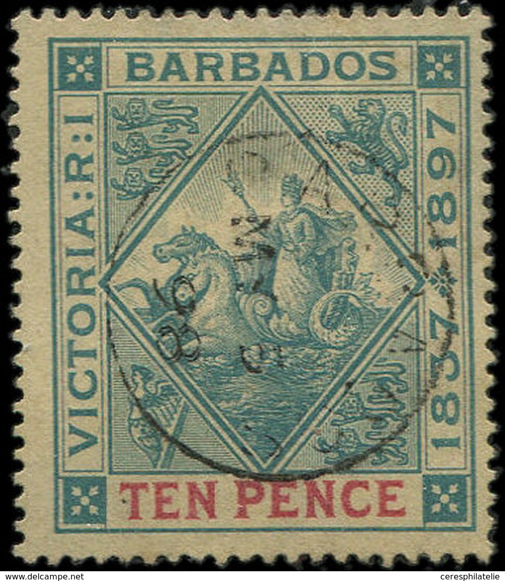 BARBADE 67 : 10p. Vert Et Carmin, Obl., TB - Barbados (1966-...)