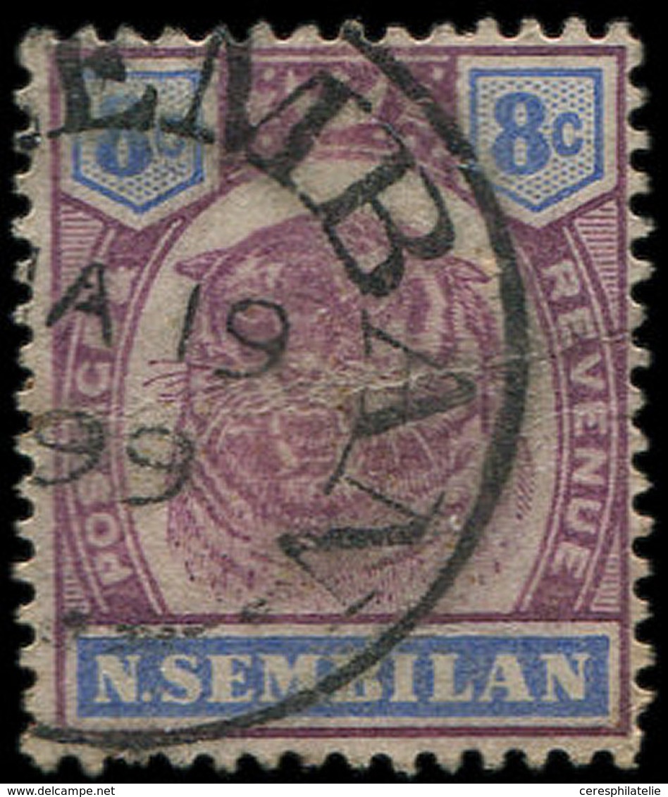 MALAYSIA  NEGRI SEMBILAN 9 : 8c. Violet-brun Et Outremer, Obl. Tête De Tigre, TB - Negri Sembilan