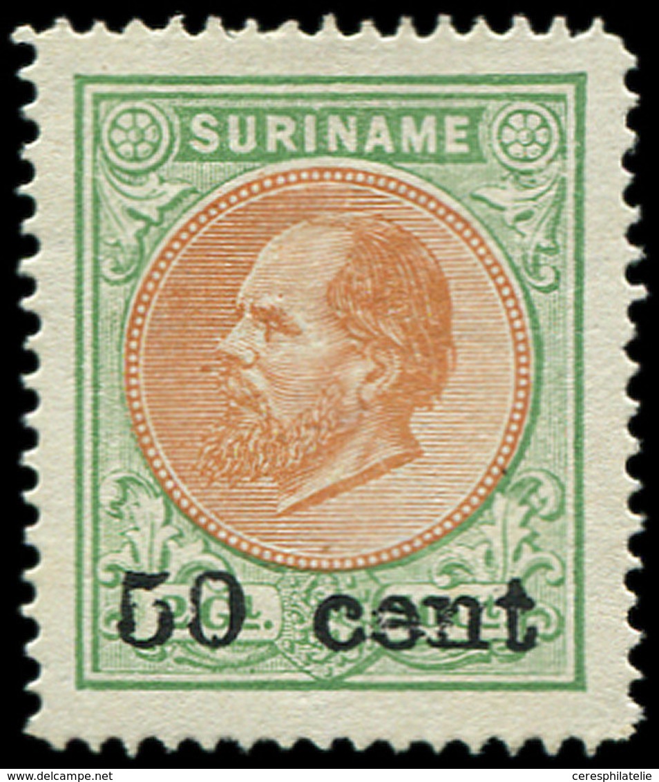 (*) SURINAM 40 : Timbre Des Pays-Bas Surch. 50 Cent, Emis Sans Gomme, TB - Surinam