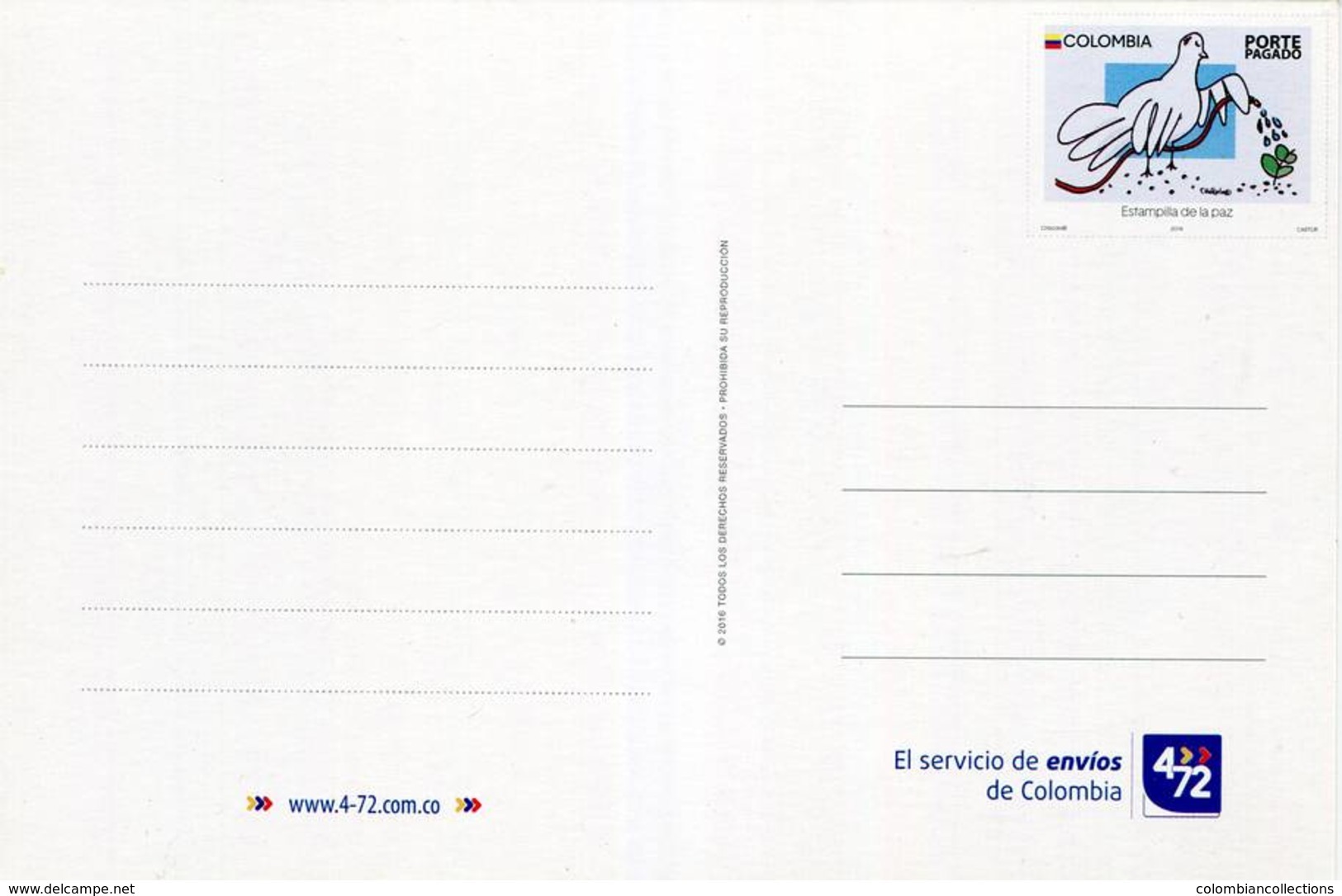 Lote PEP1097, Colombia, 2016, Entero Postal, Postal Stationery, Firma De La Paz, Signature Of Peace Agreements - Colombia