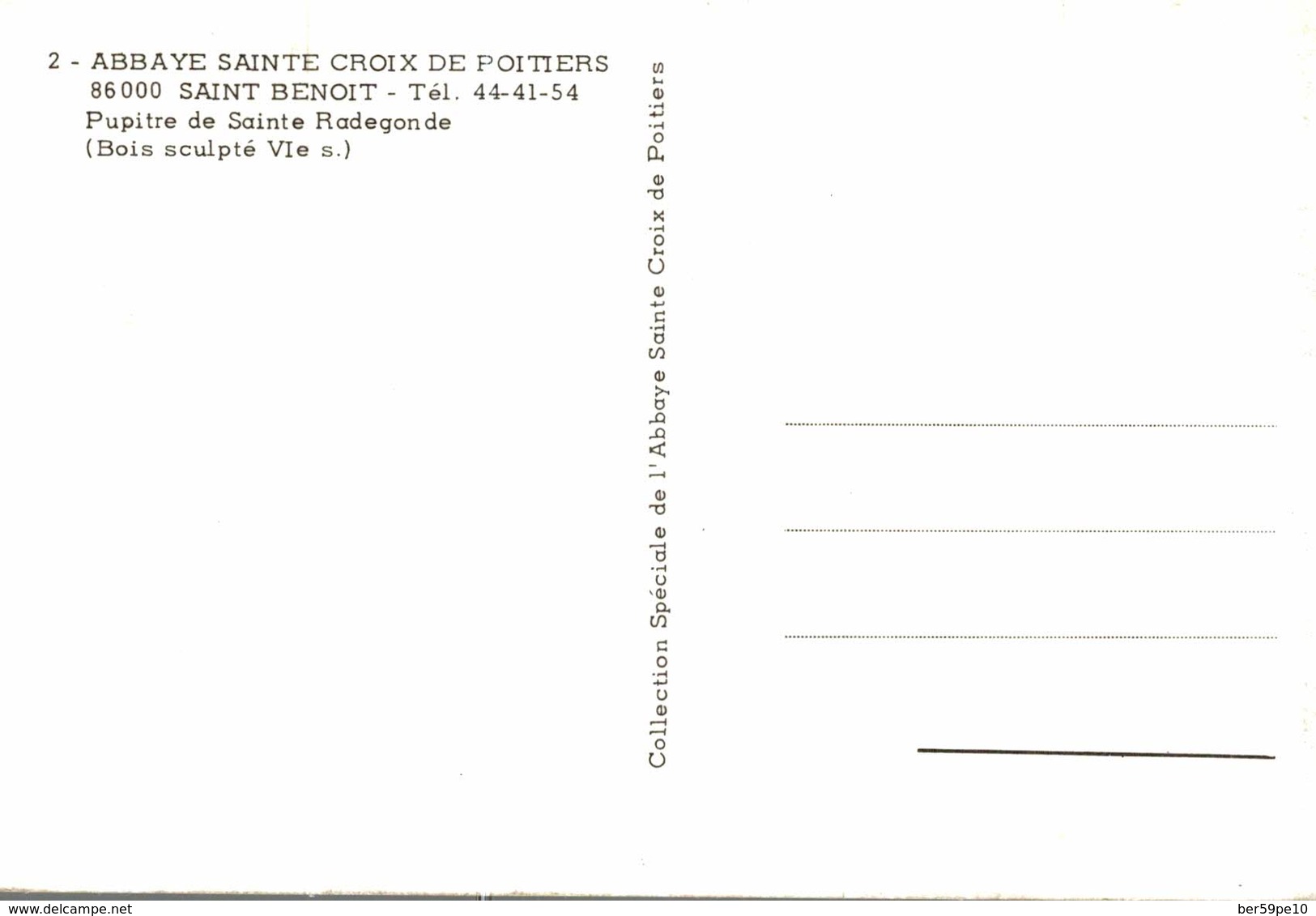 86 ABBAYE SAINTE-CROIX DE POITIERS SAINT-BENOIT  PUPITRE DE SAINTE-RADEGONDE - Saint Benoit