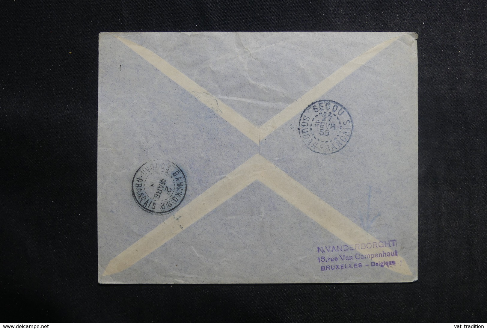 SOUDAN - Enveloppe De Bamako Pour Segou Par 1 Er Vol Alger / Bamako En 1938, Affranchissement Plaisant - L 41184 - Storia Postale