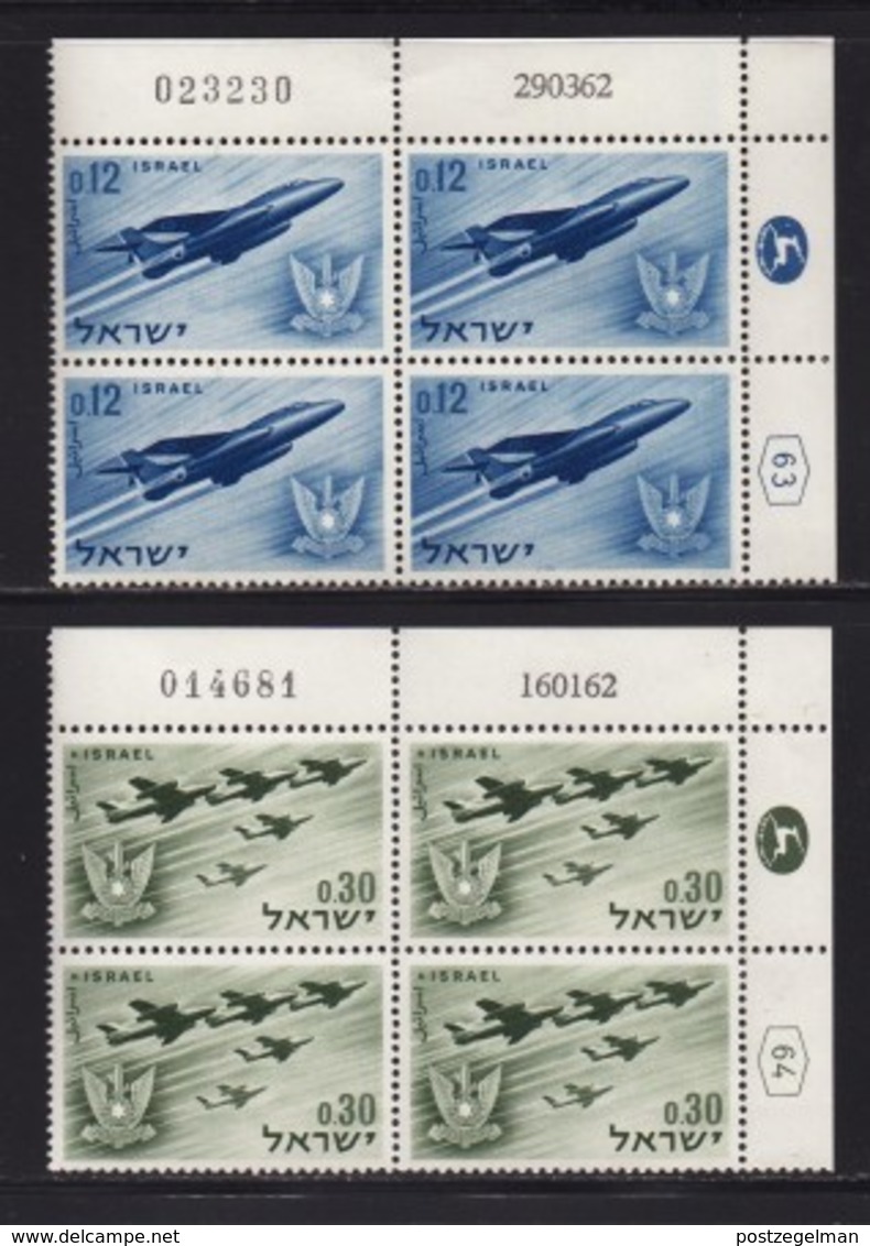 ISRAEL, 1962, Cylinder Blocks Without Tabs Of Mint Stamps, Independence Airplanes, SG229-230,X1028 - Blokken & Velletjes
