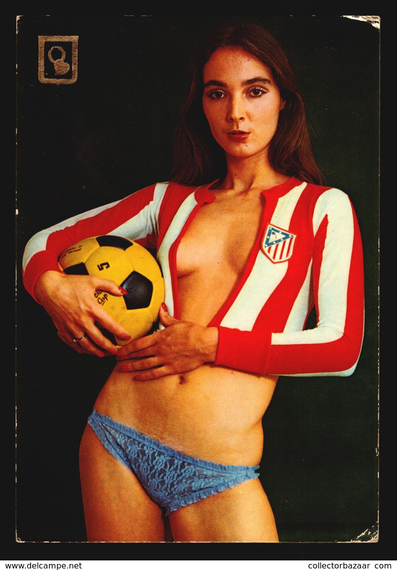 Soccer Futbol Atletico De Madrid Tarjeta Postal Antigua Ca1980 Sexy Woman Girl W5-622 - Voetbal
