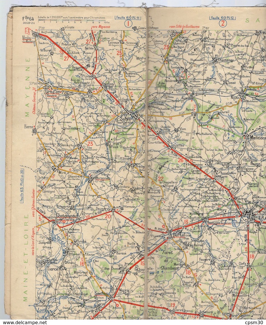 Carte Géographique MICHELIN - N° 064 ANGERS - ORLEANS N° 2650-211 (sur Toile Sans Couverture) - Cartes Routières