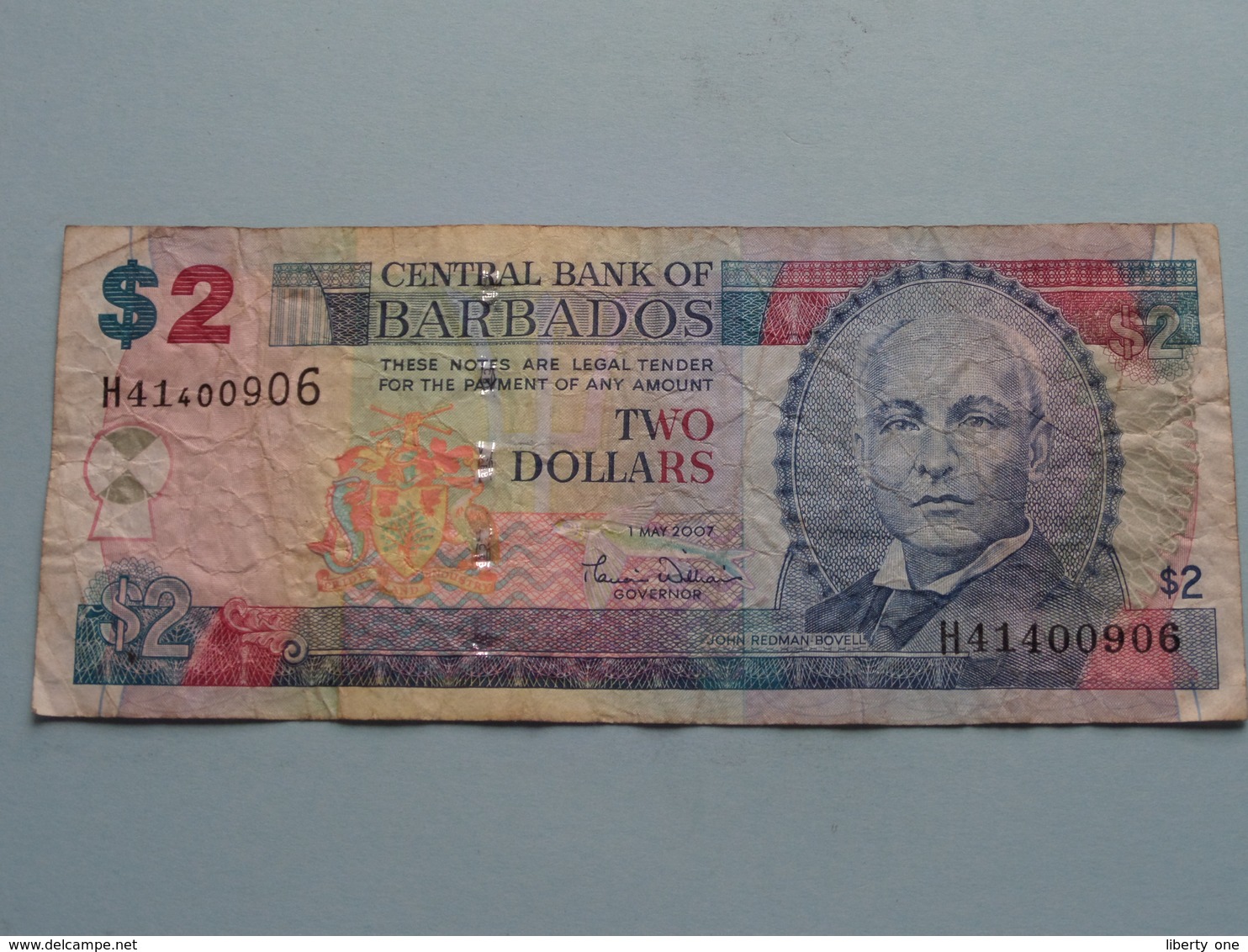 Two DOLLARS 2 ( H41400906 ) 1 May 2007 - Central Bank Of BARBADOS ( For Grade, Please See Photo ) ! - Barbades