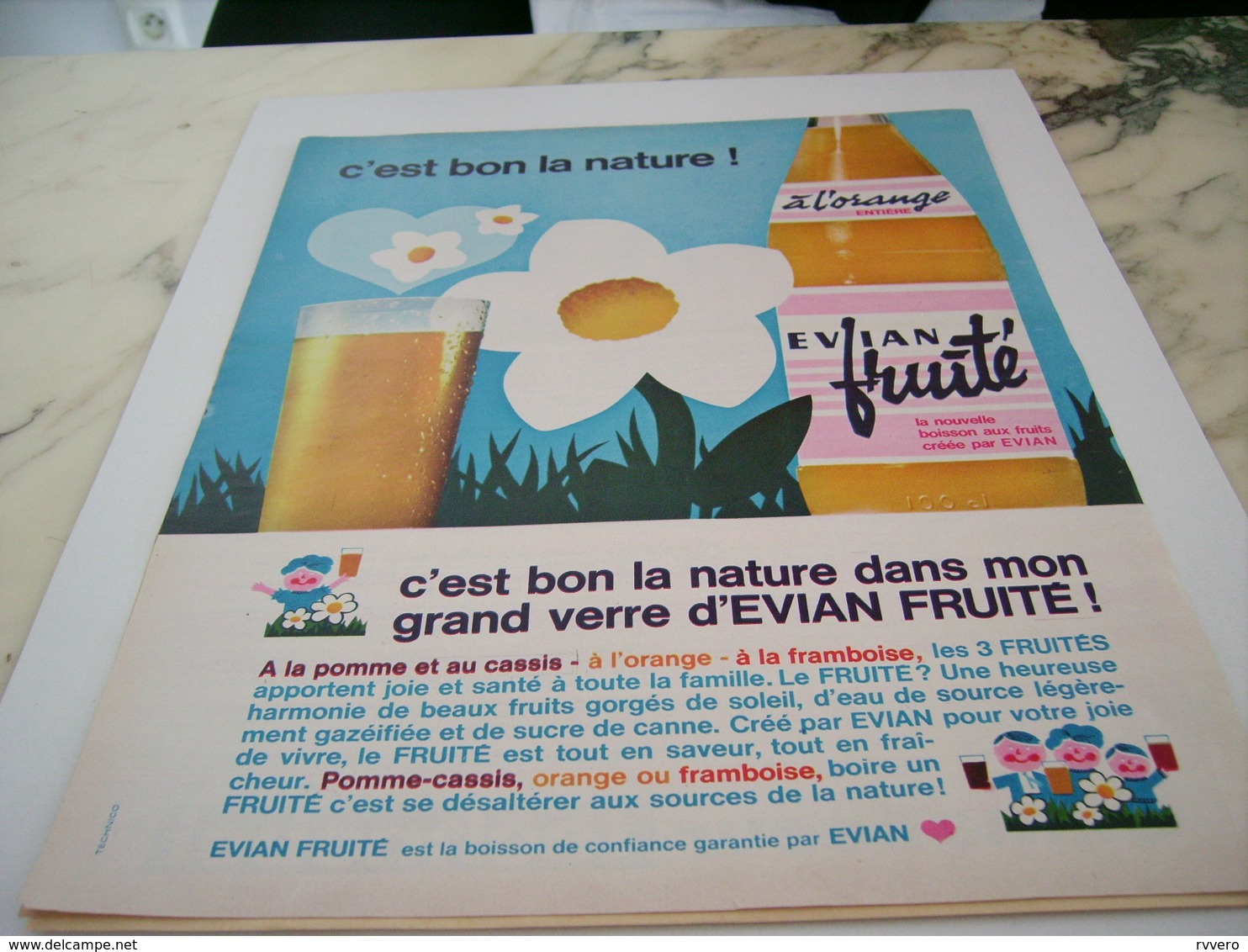 ANCIENNE PUBLICITE BON LA NATURE EVIAN FRUITE 1964 - Affiches